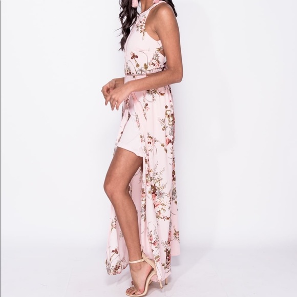 Floral Ladder Trim Thigh Split Maxi Dress - Picture 2 of 7